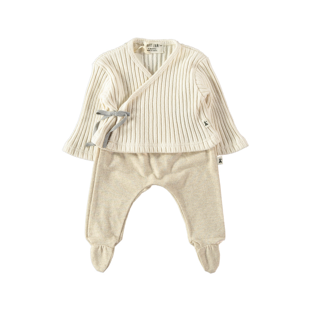 Cream Ribbed Newborn Set
