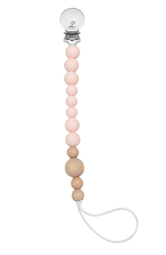 Pink Quartz & Wood Color Block Pacifier Clip