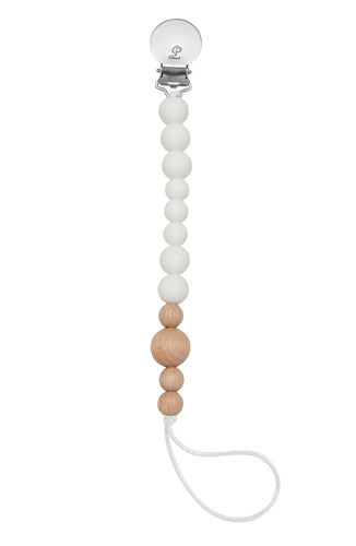 White & Wood Color Block Pacifier Clip