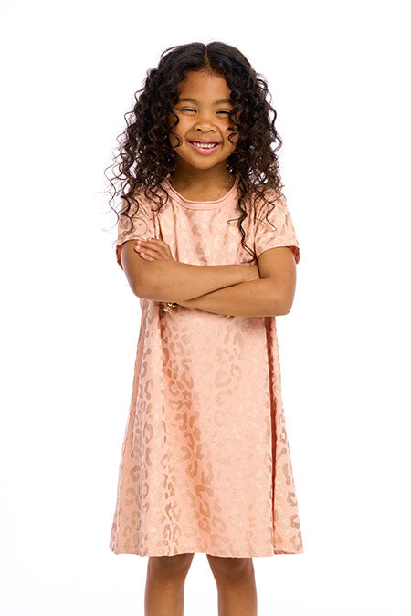 Rose Cloud Leopard Foil Dress