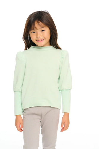 Cool Green Puff Sleeve Pullover