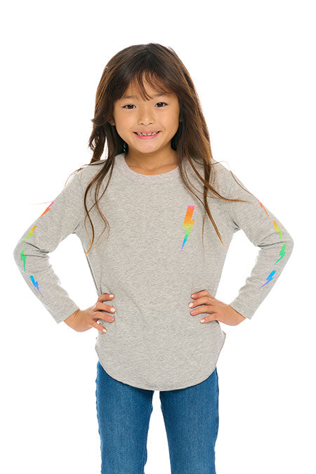 Grey Rainbow Bolt Long Sleeve Tee