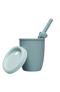 Blue Silicone Cup With Straw