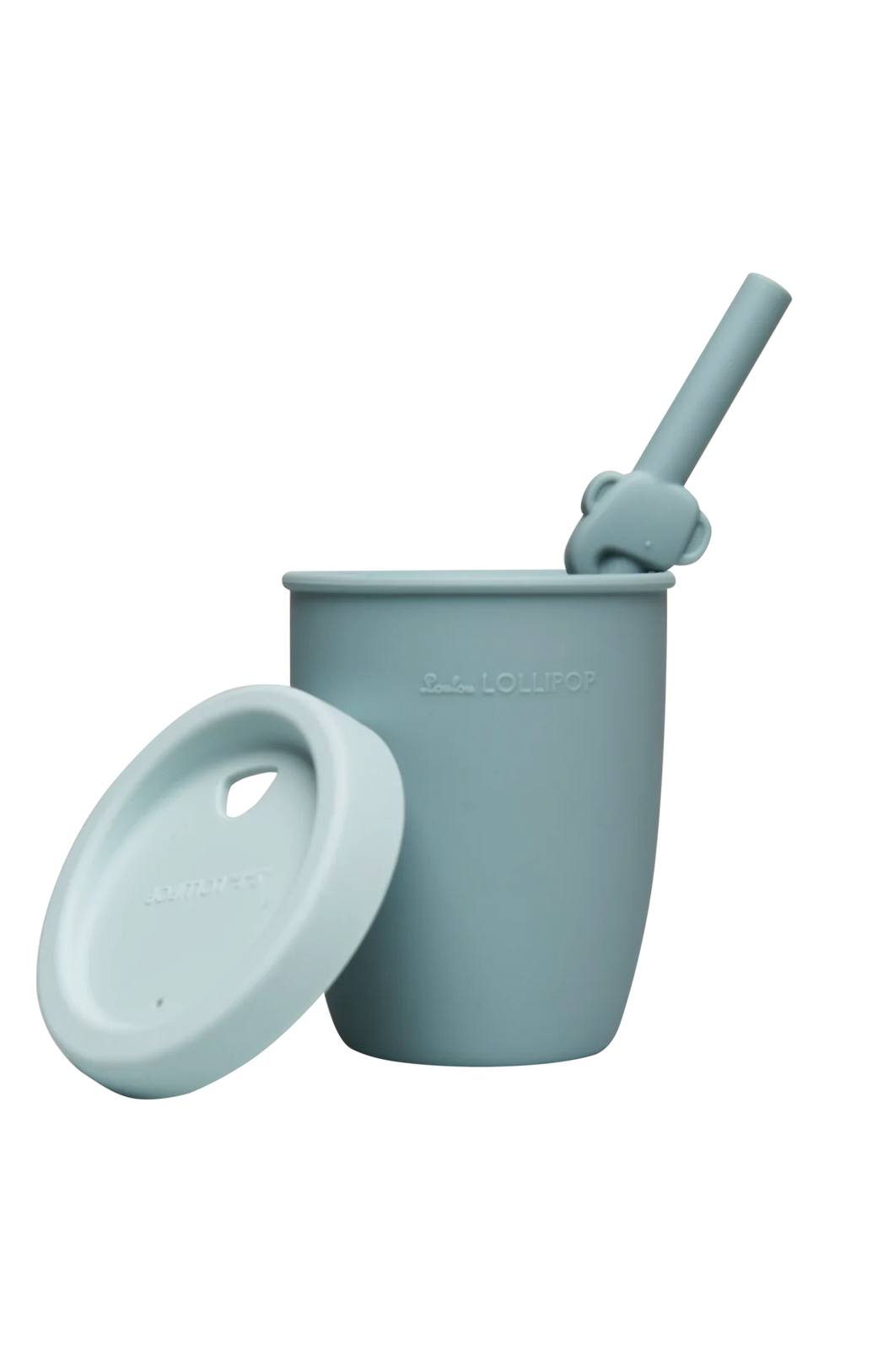 Blue Silicone Cup With Straw