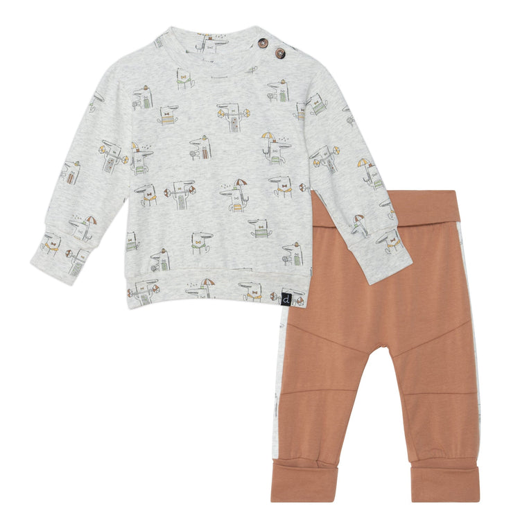 Grey Beige Alligator Organic Cotton Baby Set