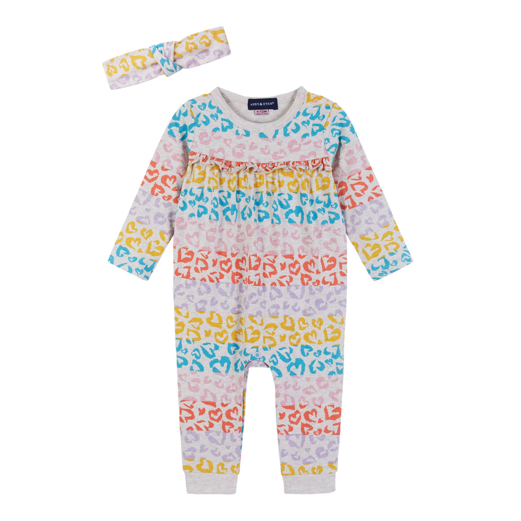 Colorful Heart Romper with Headband