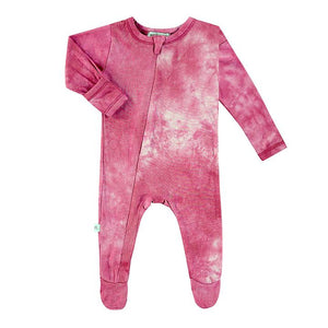 Hot Pink Tie Dye Baby Rib Footie