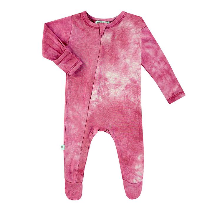 Hot Pink Tie Dye Baby Rib Footie