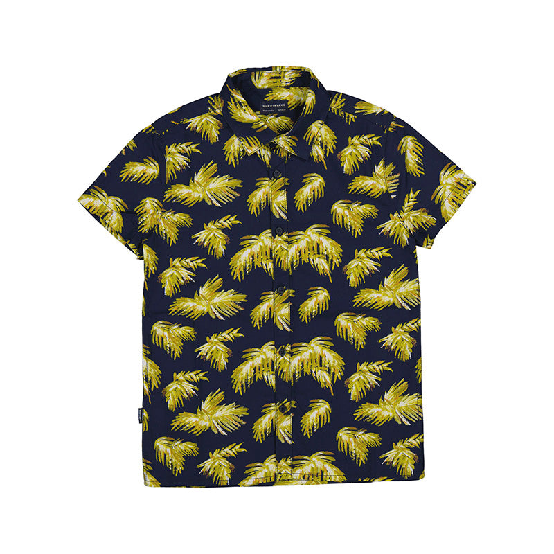 Neon Palms Short Sleeve Button Down