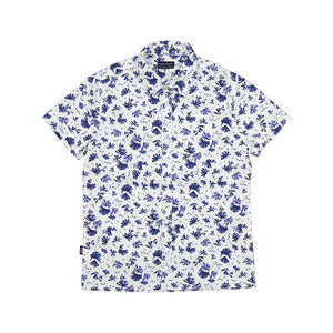 Fan Print Short Sleeve Button Down