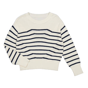 Cream Navy Stripe Sweater
