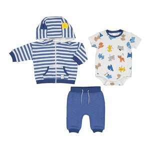 Doggy Blue Striped Baby Tracksuit