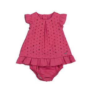 Raspberry Eyelet Baby Dress Set
