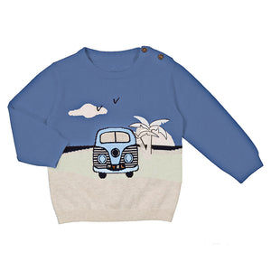 Blue Bus Beach Baby Sweater