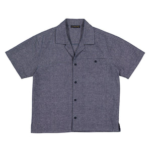 Blue Linen Short Sleeve Button Down