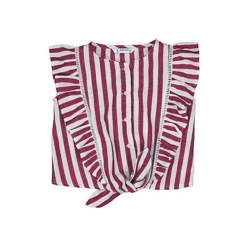Red Stripes Ruffle Top