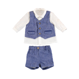 Paris Blue Short & Vest Baby Set