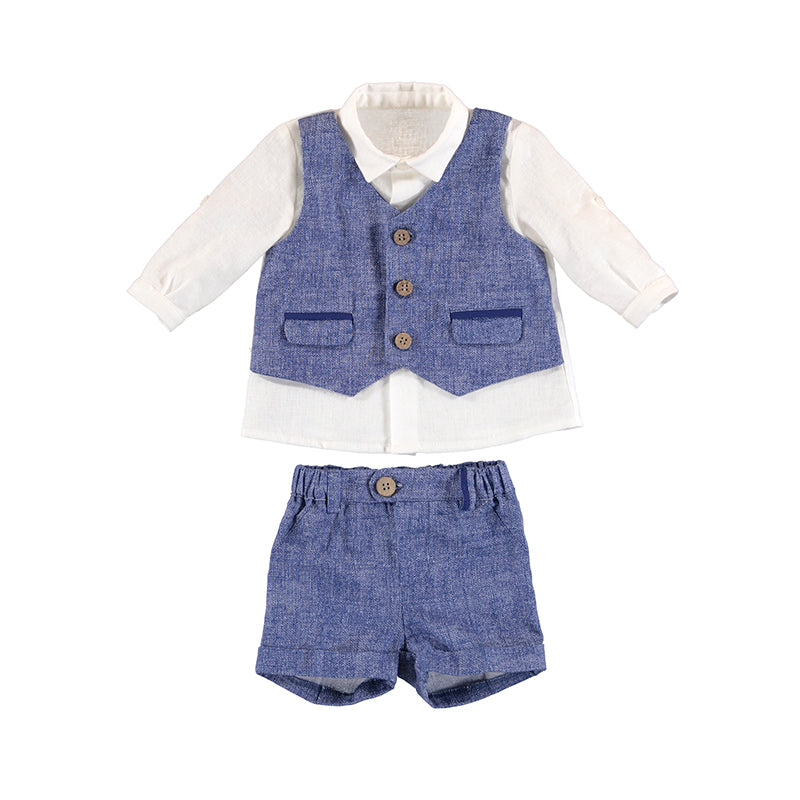 Paris Blue Short & Vest Baby Set