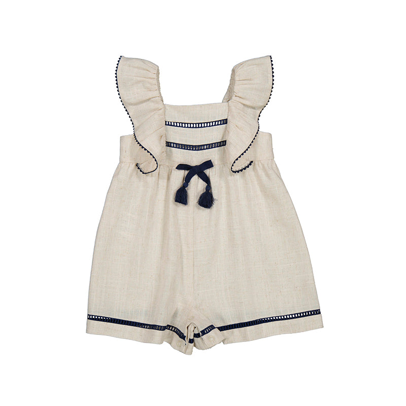 Cream Linen Baby Romper