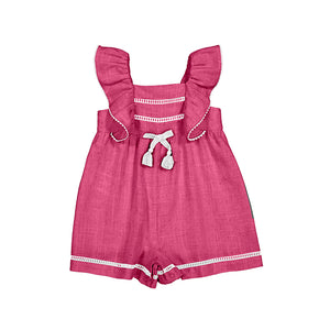 Pink Linen Baby Romper