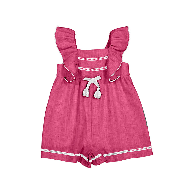 Pink Linen Baby Romper