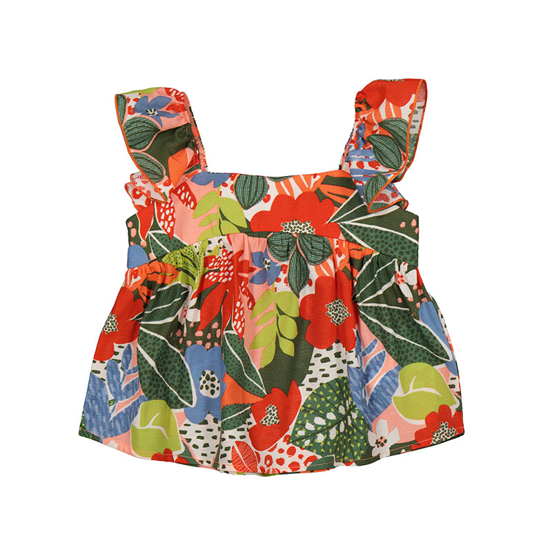 Tropical Print Flutter Top