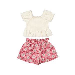 Cream & Peony Short Set