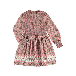 Mauve Printed Smocked Dress