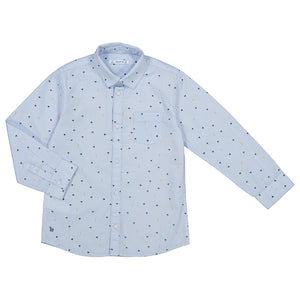 Umbrellas Blue Long Sleeve Button Down