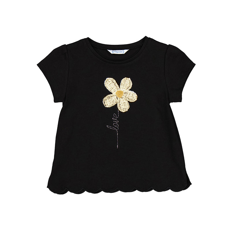 Embroidered Daisy Short Sleeve Tee