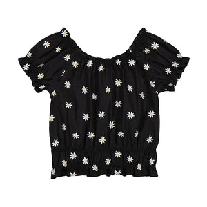 Black Daisy Elasticized Top