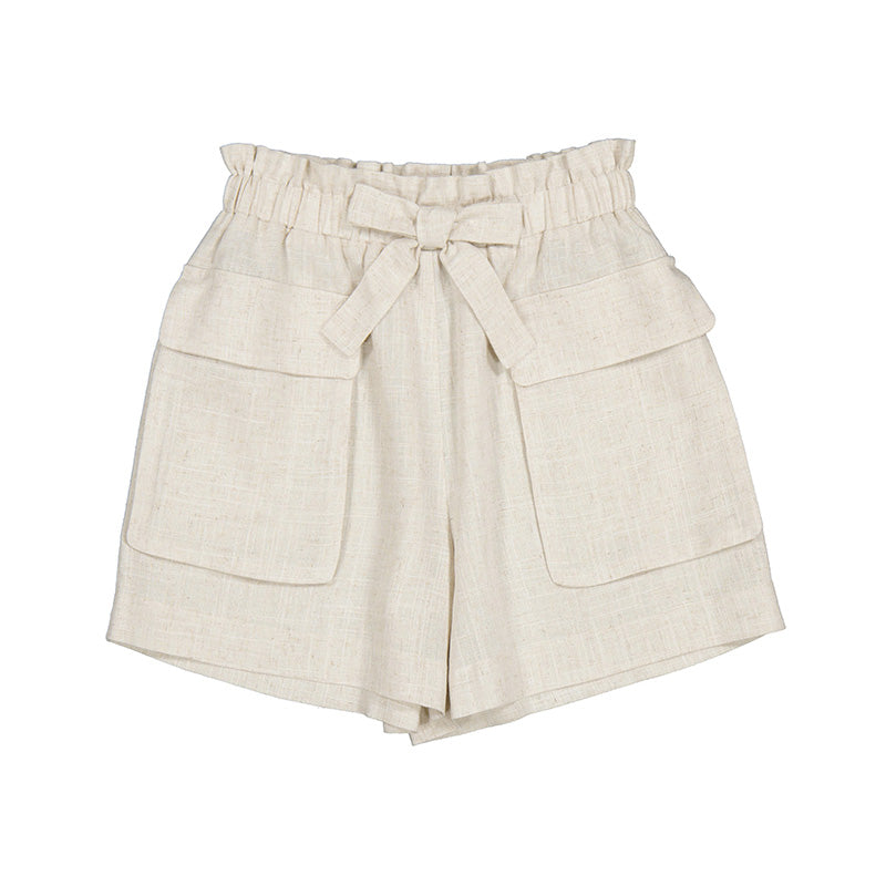 Sand Linen High Waist Tween Short