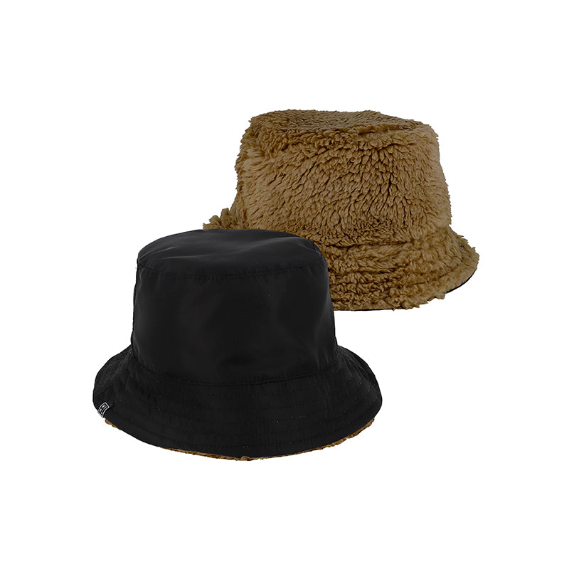 Black Reversible Shearling Bucket Hat