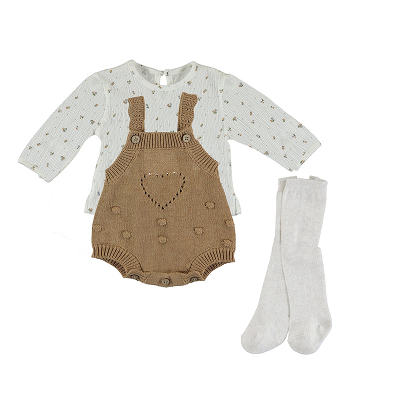 Caramel Knit Overall & Tight Set