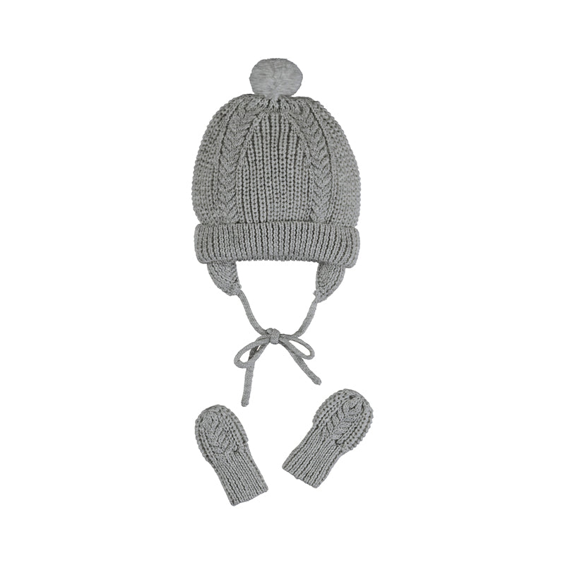 Moon Grey Baby Hat & Gloves Set