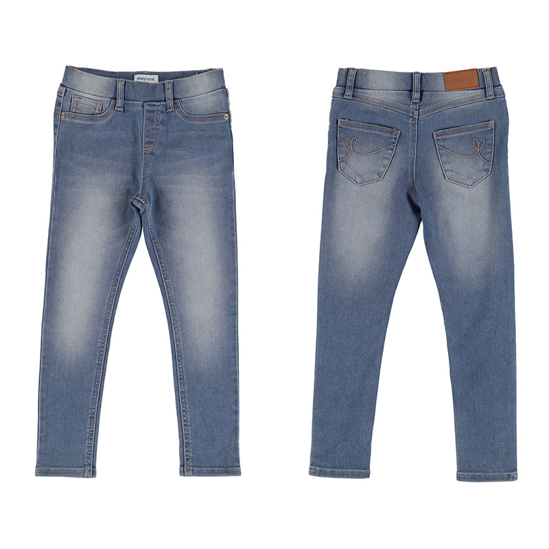 Light Wash Girls Pull On Denim Pant