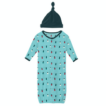 Load image into Gallery viewer, Iceberg Holiday Lights Print Layette Gown Converter &amp; Hat