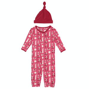 Winter Rose Presents Print Layette Gown Converter & Hat