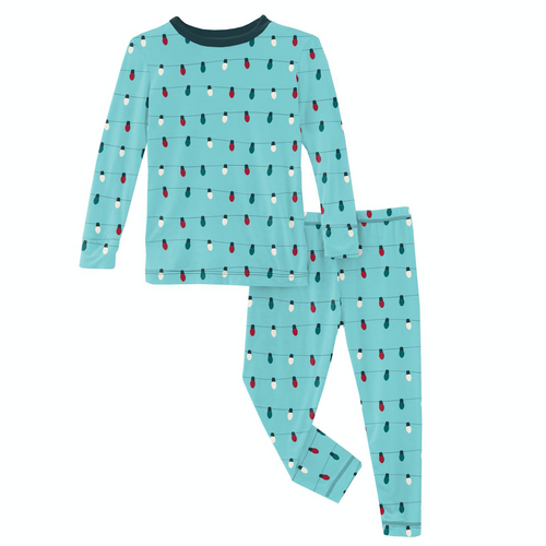 Iceberg Holiday Lights Print Long Sleeve Pajama Set