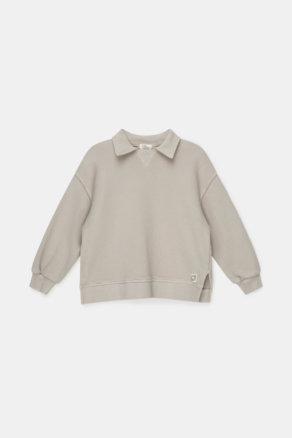 Light Grey Plush Fleece Collared Sweatshirt