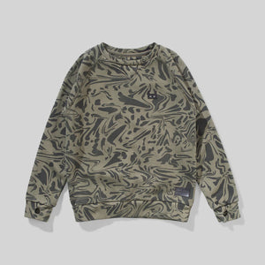 Washed Olivine Warped Crew Pullover