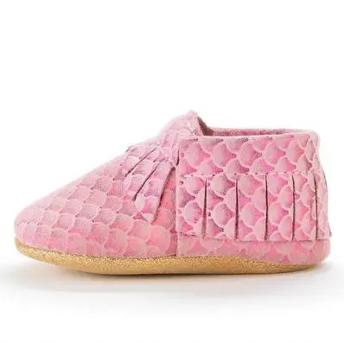 Pink Mermaid Fringe Moccasins