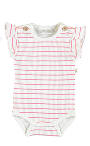 Hot Pink Stripe Ruffle Bodysuit