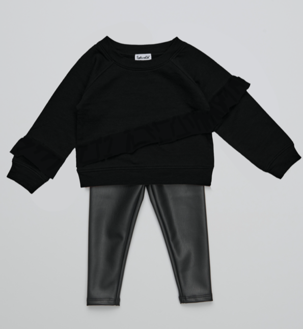Ruffle Leather Legging Set