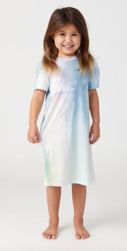 Faded Palms Puff Dress