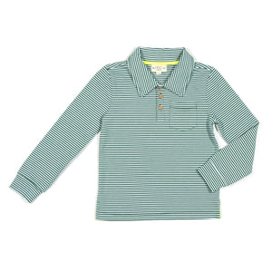 Moss Stripe Long Sleeve Polo
