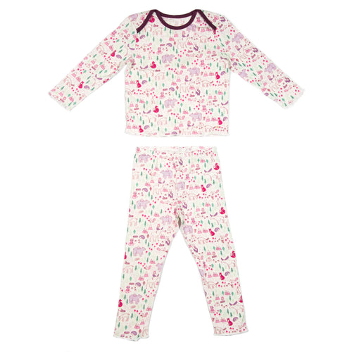 White & Pink Forest Friends Tegan Pajama Set