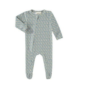 Polkadot Sage Hacci Footie Zipper Romper