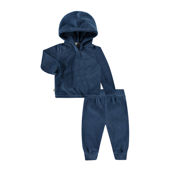 Navy Velour Hoodie & Legging Set