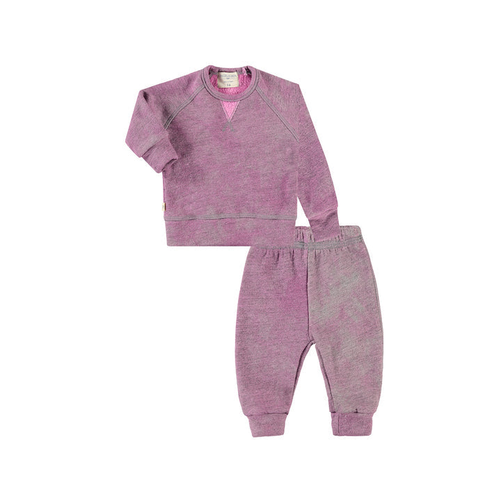 Pink Heathered Sherpa Sweatshirt & Sweatpants